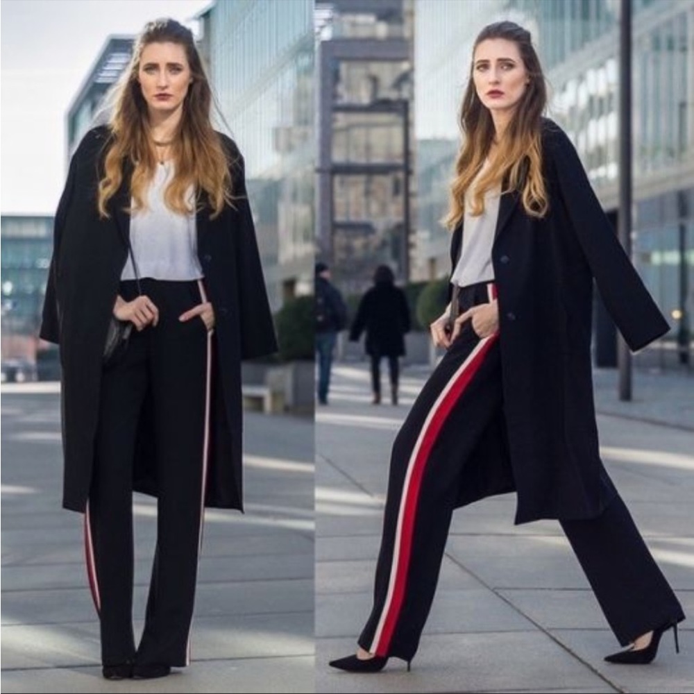 NWT $69 Zara trousers with red and white side stripe size M